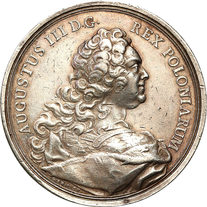 August III Sas. Medal nagrodowy orła białego 1743, Lipsk Christian Zygmunt Wermuth